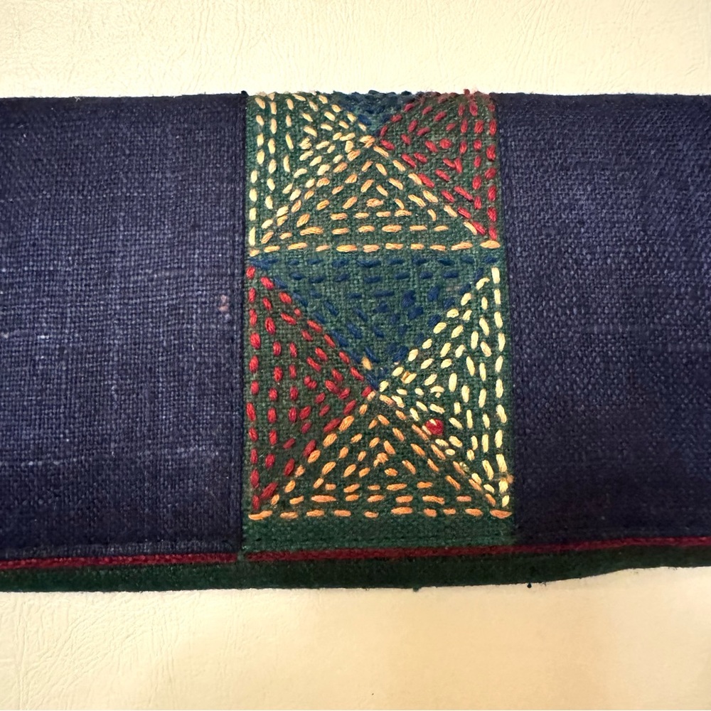 FabIndia Blue Green Embroidered Clutch Purse B#27 - Picture 3 of 10